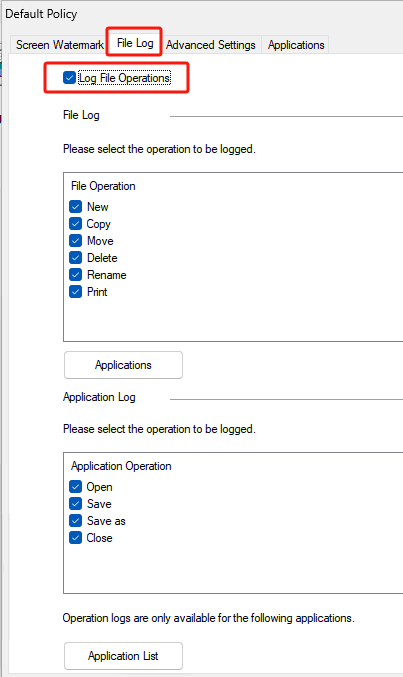 e-locker data loss prevention (DLP) - Log File Operations"