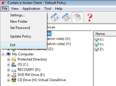 e-locker data loss prevention(DLP) - exit Curtain Client
