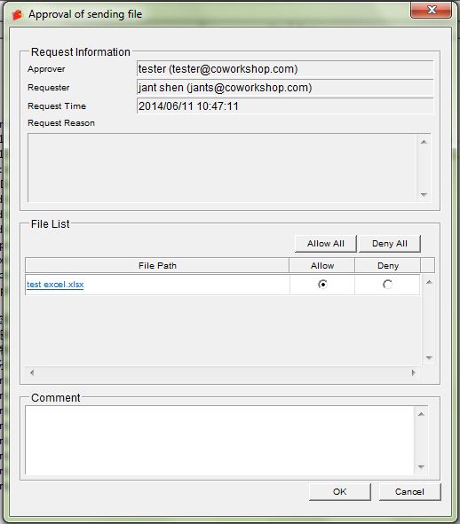 e-locker data loss prevention(DLP) - approve/reject a Request