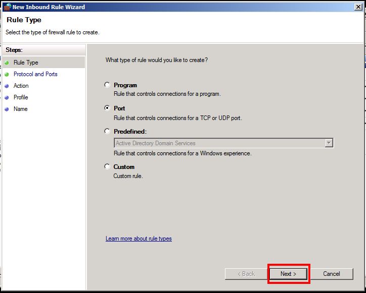 e-locker data loss prevention (DLP) - choose Port