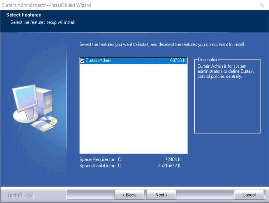 e-locker data loss prevention (DLP) - select components to install
