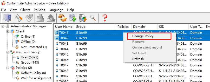e-locker data loss prevention (DLP) - Change Policy