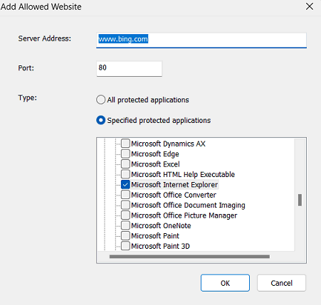 e-locker data loss prevention(DLP) - Add or modify allowed websites