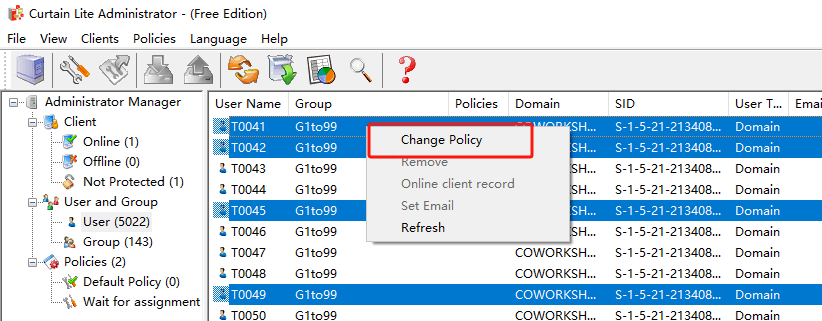 e-locker data loss prevention (DLP) - Change Policy