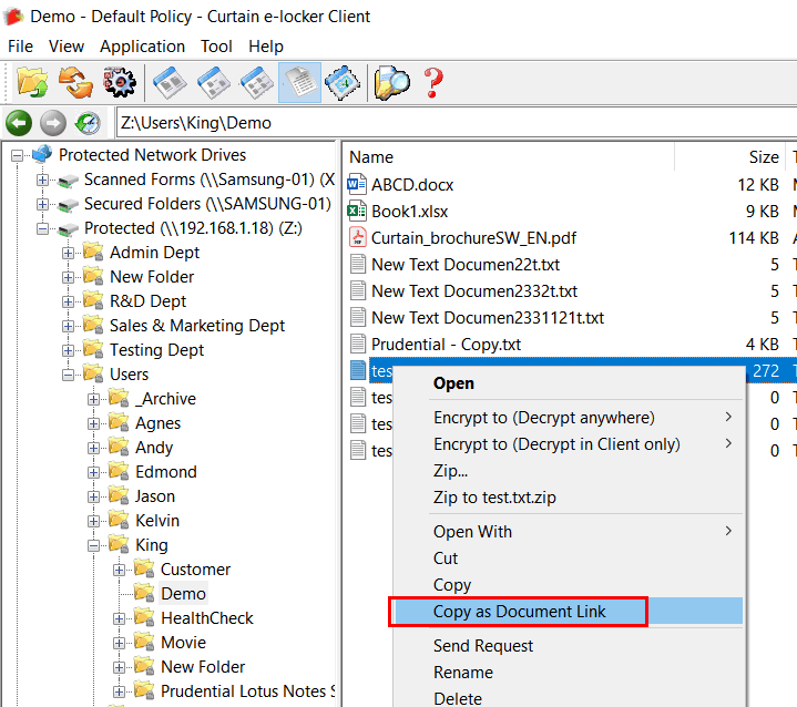 e-locker data loss prevention(DLP) - Copy as Document Link