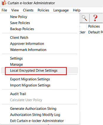 e-locker data loss prevention(DLP) - Local Encrypted Drive Settings