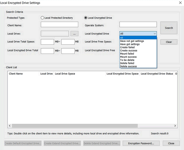 e-locker data loss prevention(DLP) - Local Encrypted Drive Settings