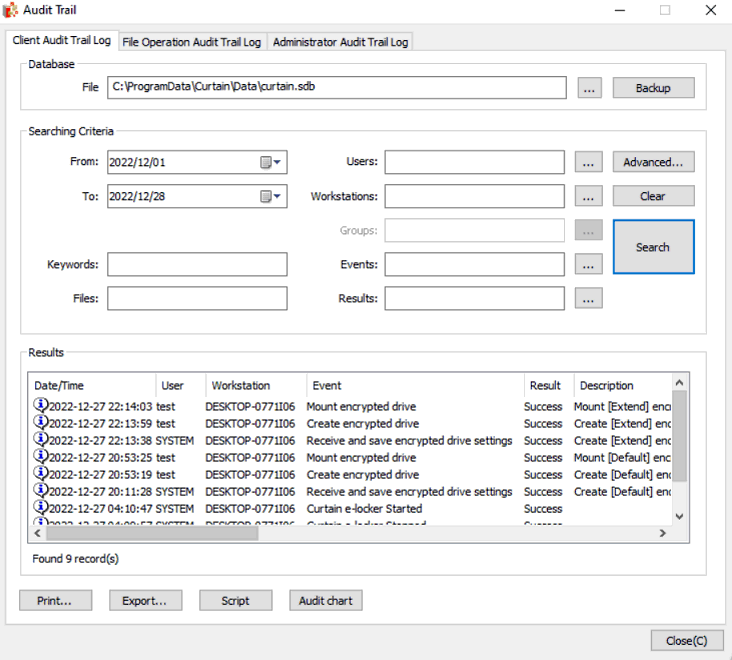 e-locker data loss prevention(DLP) - Review audit log