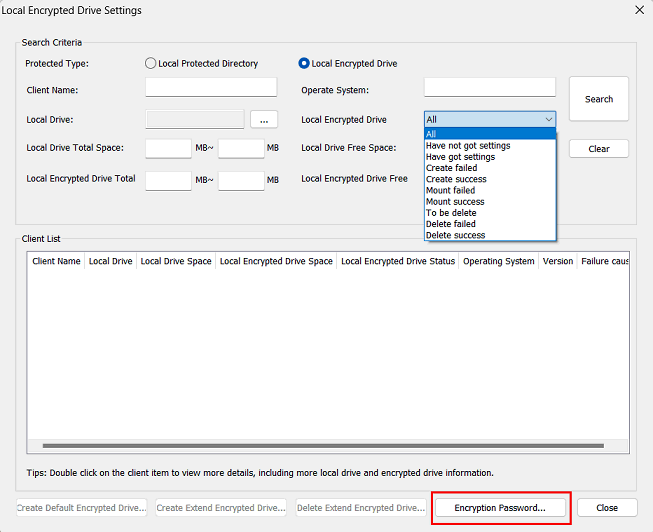 e-locker data loss prevention(DLP) - create default Local Encrypted Drive