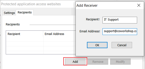 e-locker data loss prevention(DLP) - Recipients