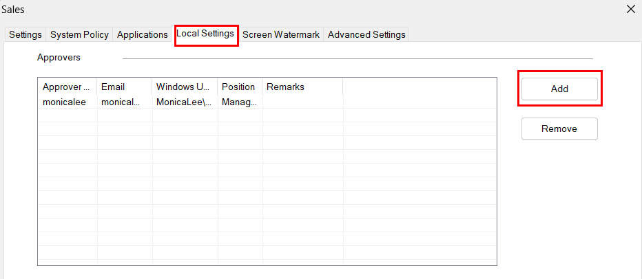 e-locker data loss prevention(DLP) - Local Settings