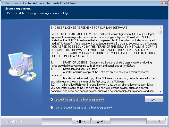 e-locker data loss prevention(DLP) - accept the terms of the license agreement