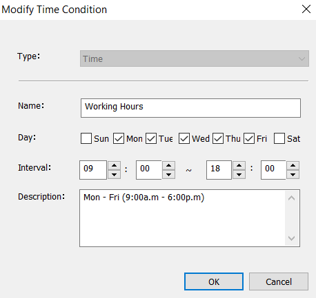 e-locker data loss prevention (DLP) - Enter time slot information