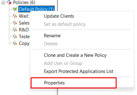 e-locker data loss prevention(DLP) - Policy Group Properties