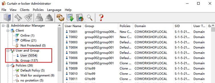 e-locker data loss prevention(DLP) - User And Group